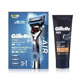 ジレット プログライド エアー電動 本体(替刃3コ付)+シェービングジェル 175ｍｌ【セット買い】敏感肌用 髭剃り カミソリ 男性 メンズ