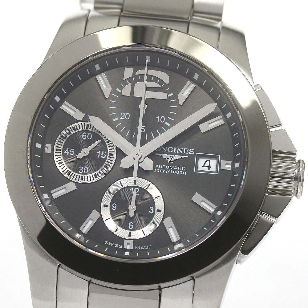 訳あり ロンジン LONGINES L3.661.4 コンクエスト クロノグラフ 自動巻き メンズ 保証書付き_844835【中古】