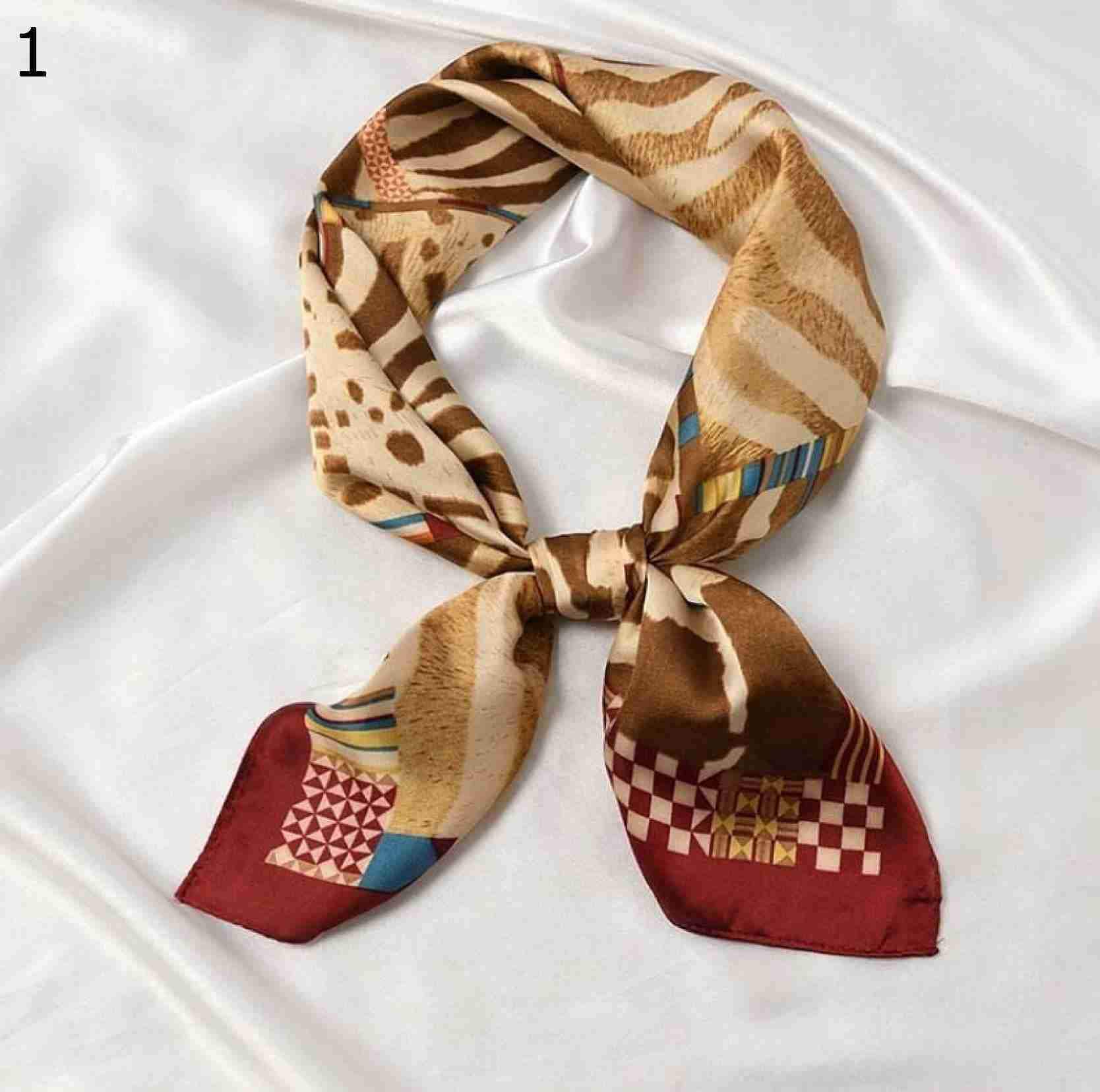 【20%OFFクーポン～】女性多機能ポリエステル スカーフプリント ヘッドバンド パッチワーク ヒョウ サテン スモール スクエア ラップ スカーフ スカーフ (Color : 70x70cm)