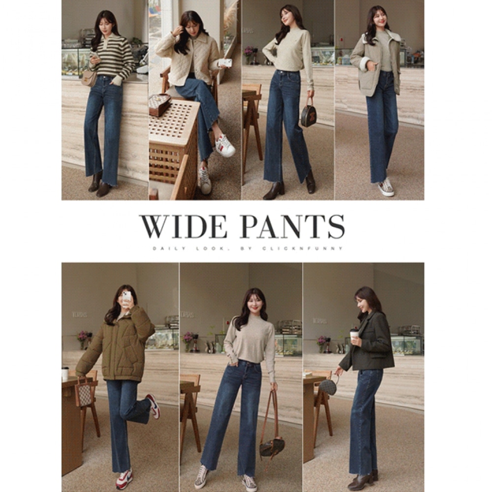 クリック&ファニーウィンタージーニアス起毛ワイドデニムパンツ [SMLサイズ]