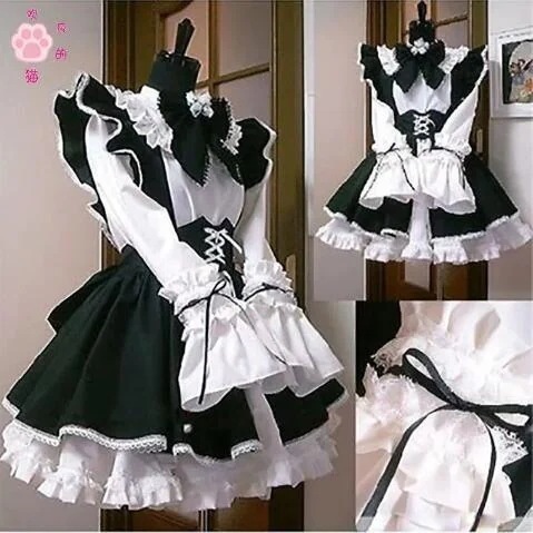 男女兼用メイド服ロリータ日常可愛いメイドワンピース日系女装男のメイド服フルセット