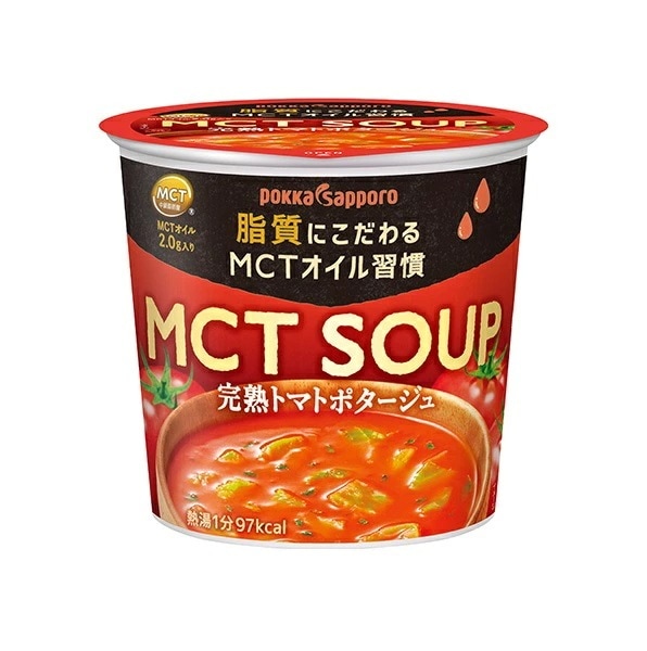 【送料無料】ポッカサッポロ MCT SOUP 完熟トマトポタージュ カップ 24g48個