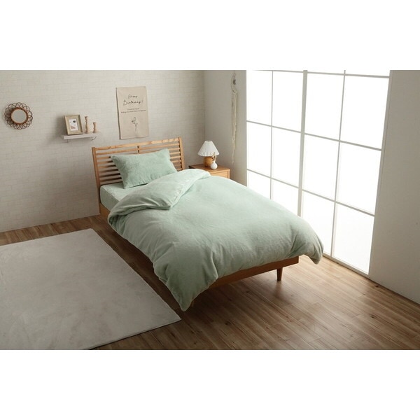 1192630360105 掛け布団カバー シングル ロング フェイクファー 洗える 掛布団 カバー 2枚合わせ 毛布 リバーシブル フランネル La Pierce ピスタチオグリーン メーカー直送