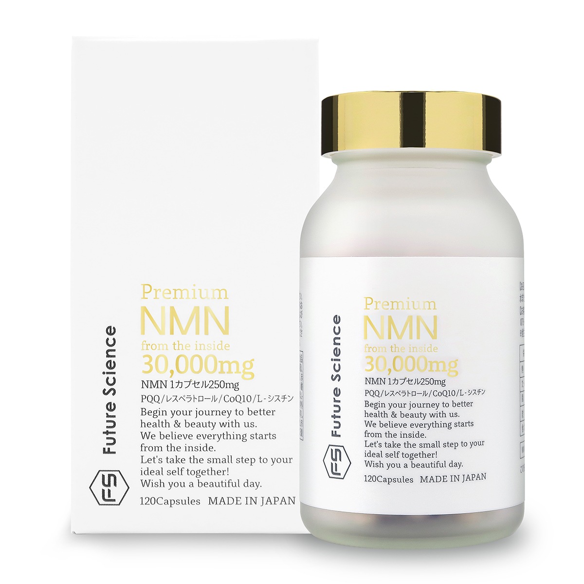 Future Science NMN サプリ 30000mg 酵母発酵 国内製造 β-NMN 1粒250mg 120カプセル PQQ コエンザイムQ10 レスベラトロール L-シスチン 30日分 国産