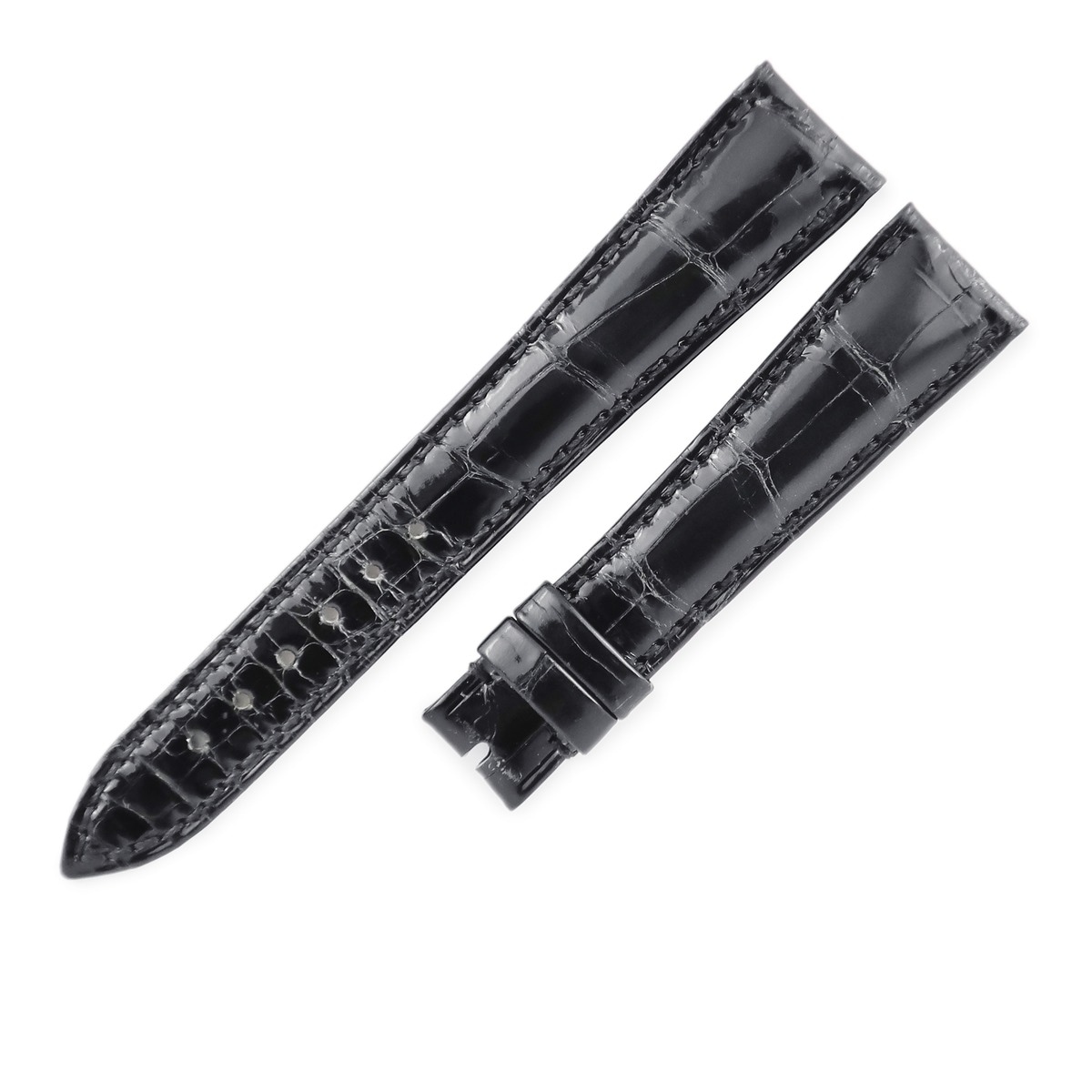 メンズ 未使用 純正 クロコ レザー 本革 ベルト バンド 替え 予備 スペア ストラップ 18mm ブラック 黒