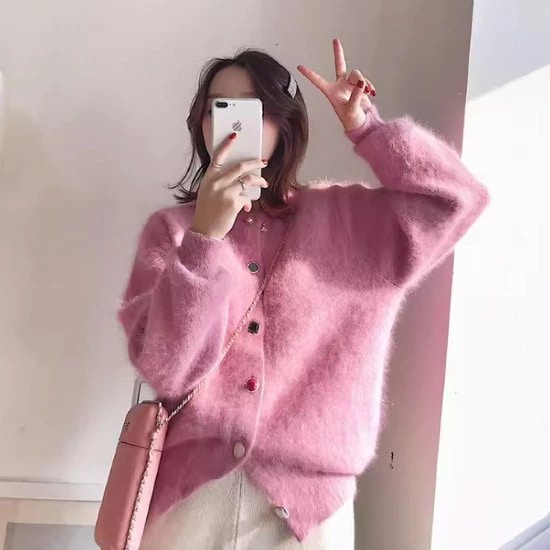 ニットカーディガン レディース カーディガン 羽織 ニット セーター トップス 長袖 フロントボタン ラウンドネック シンプル 無地 カラフルボタン カジュアル お出かけ おしゃれ 女性