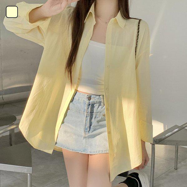 女性用紫外線遮断ルーズフィットベーシック無地シャツJSW-SHA-SP0000CUT