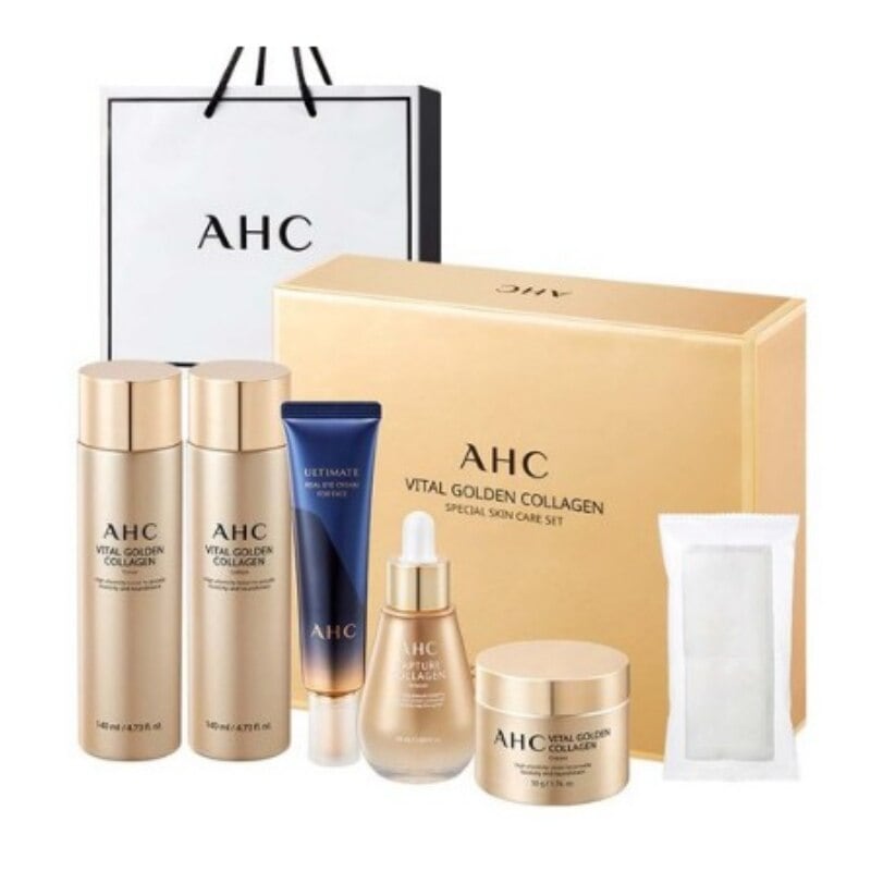 AHCバイタルゴールデンコラーゲンスペシャル基礎化粧品スキンケア5点セット+ショッピングバッグ