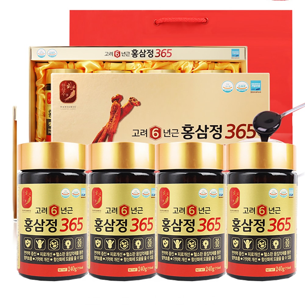 【4個 大容量】 韓国 高麗紅参濃縮液エキス240g 6年根 紅参精 高麗人参 サプリ高麗人参 エキス 紅参精 ジンセノサイド