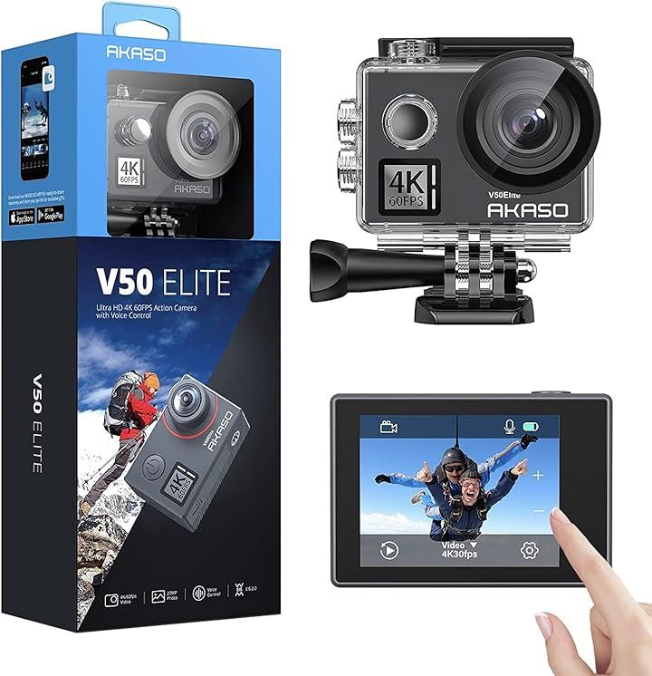 アクションカメラ 4k60fps 2000万画素 8倍ズーム EIS手ぶれ補正 170度広角レンズ WiFi搭載 水中カメラ HDMI出力 リモコン付き 40M防水( V50Elite)