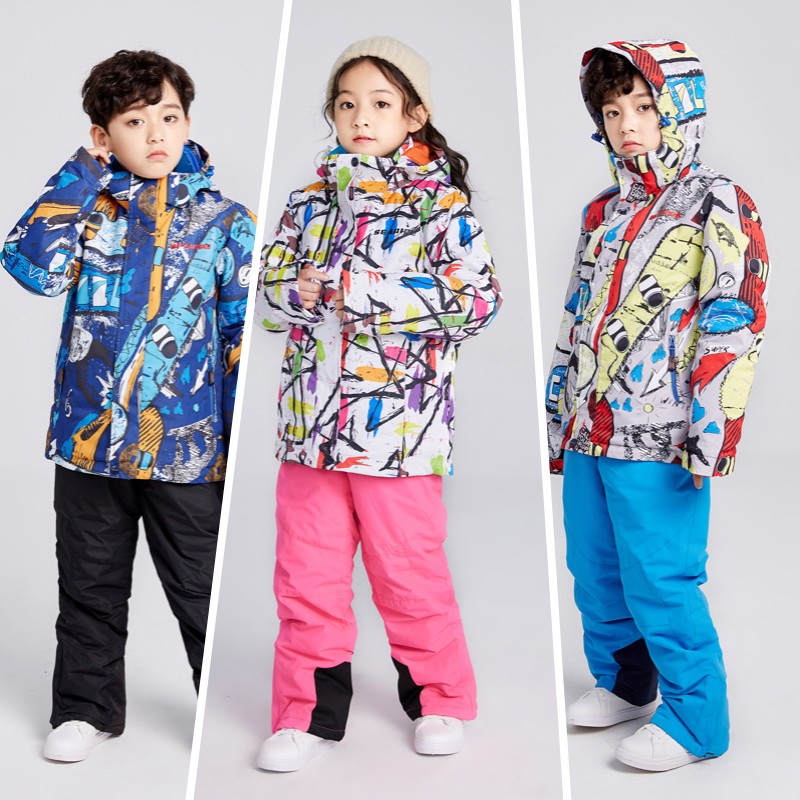 [3日内急速出荷]子供 スノーボード ウェア キッズ スキー ウェア スノーパンツ スノーボードウェア 上下セット 撥水 防風 保温 雪遊び 男女兼用