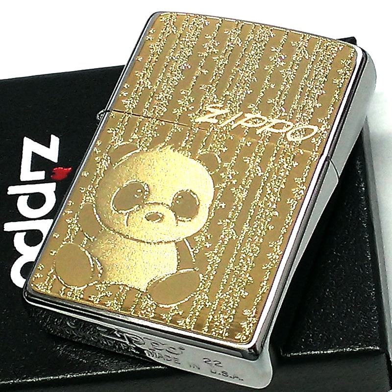 ZIPPO パンダ かわいい ジッポ ライター ゴールド メタルプレート 可愛い 動物 レディース メンズ ギフト プレゼント 6,003円
