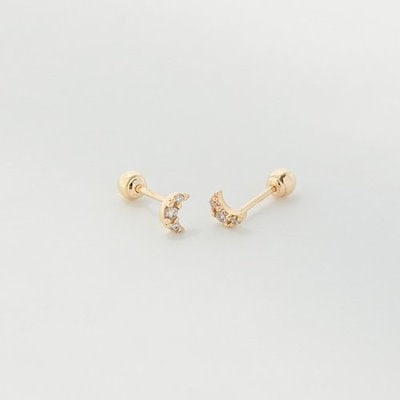LUNNE 14k ネイルムーンミニキュービックピアスイヤリング (14k ゴールド) S15 15,150円