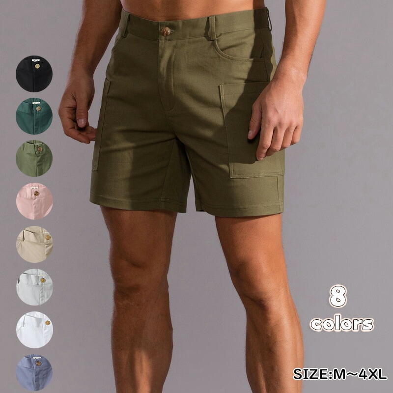 ハーフパンツ メンズ ショートパンツ トレーニング ショーツ チノパン 無地 スポーツウェア 膝丈 カジュアル カーゴ カーゴパンツ 細身 ベイカーパンツ ストレッチ 短 大人