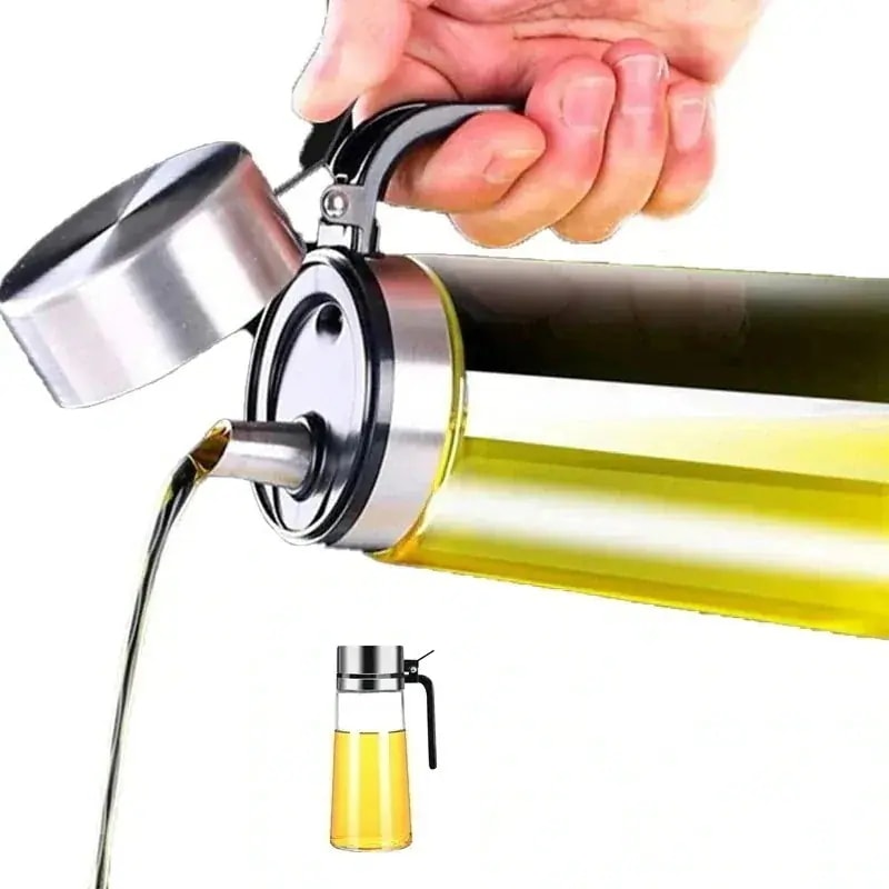 オイル 630ml オイルボトル 油ポット オイルポット 醤油差し 調味料入れ 液だれしない ガラス おしゃれ 耐熱 ステンレス ドレッシング 詰め替え1457