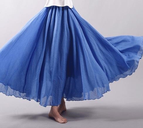 3140.ロング丈 シンプルフレアスカート（ブルー）2019 春夏秋 無地 通勤通学 普段使い カジュアル 3140.ロング丈 シンプルフレアスカート（ブルー）2019 春夏秋 無地 通勤通学 普