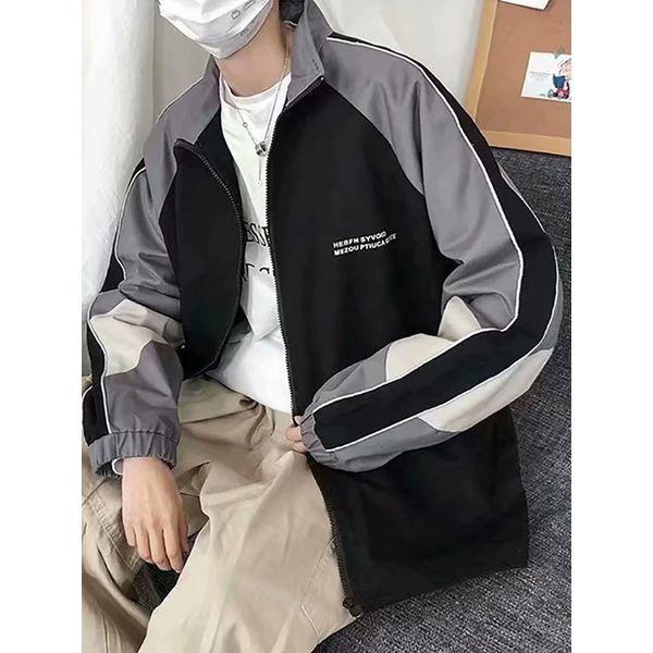 配色ラインポイント季節の変わり目ウインドブレーカージップアップジャケットジャンパー登山野像航空アノラック男性.._P418193490