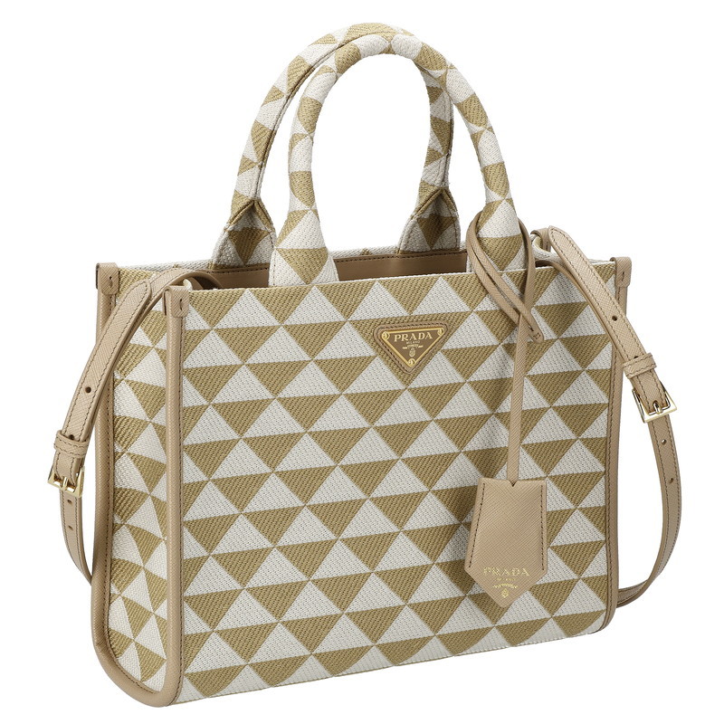 PRADA 1BA354 TRI/JAC OOM/COR/TAL プラダ トートバッグ ファブリック/レザー ベージュ/タルコホワイト