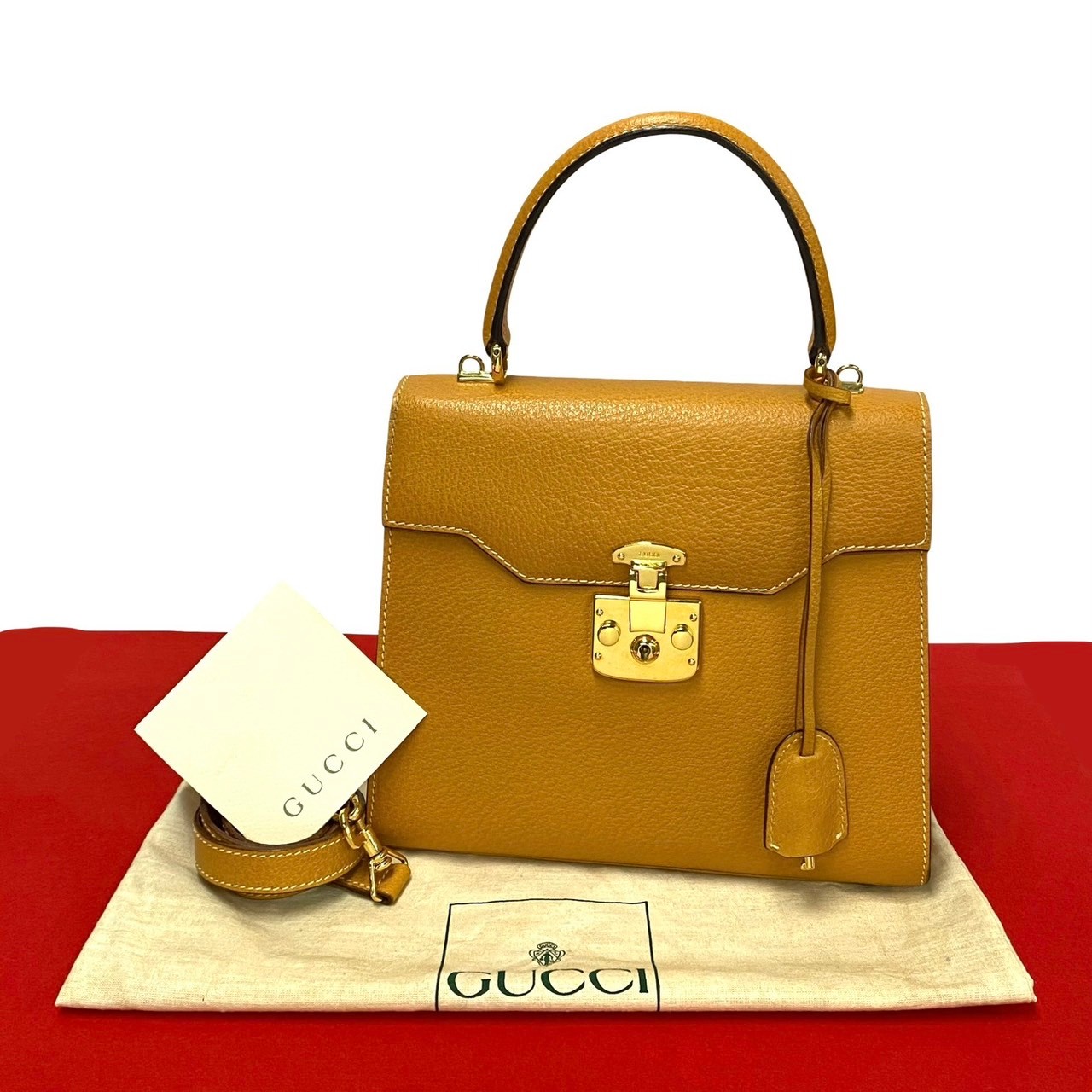 ヴィンテージ レディロックショルダーバッグ レザー イエロー 57533