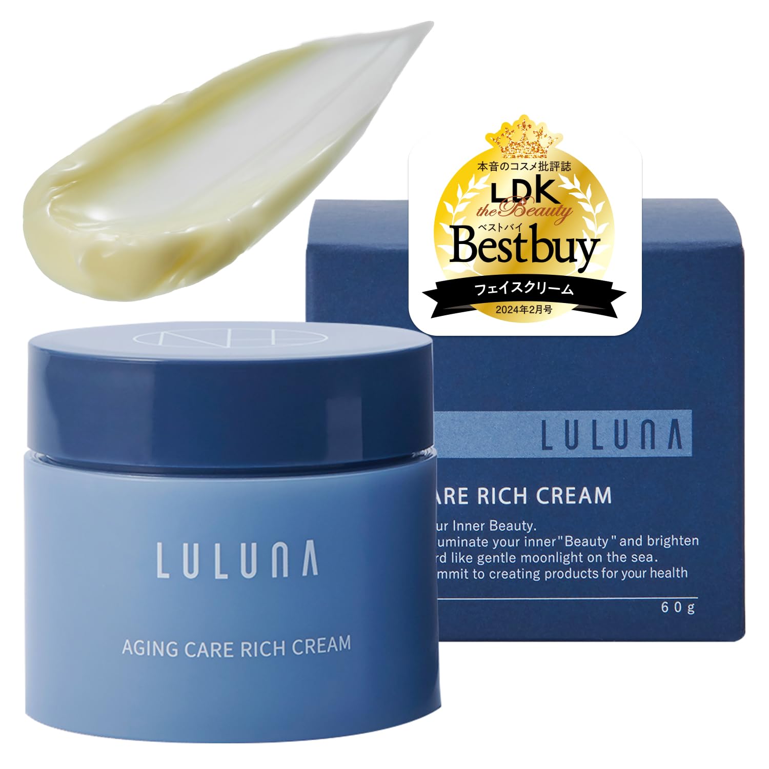LULUNA (ルルーナ) エイジングケア リッチクリーム(エイジングケアクリーム / 60g 約2ヶ月分) 水分バランス 保湿ケア (高保湿/乾燥/肌荒れ) スキンケア エイジングケア 肌力向上 美