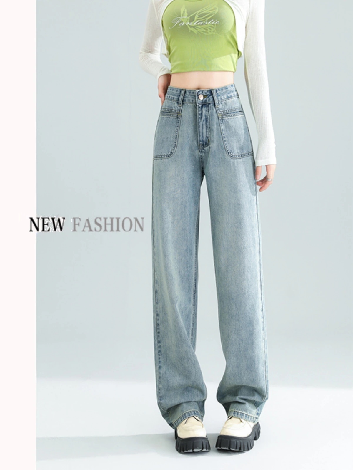 ワイドジーンズ レディース 新作 ハイウエスト 細身 ゆったlり ストレート ドレープ 小さい人 ノスタルジア ドラッグ パンツ 5,331円