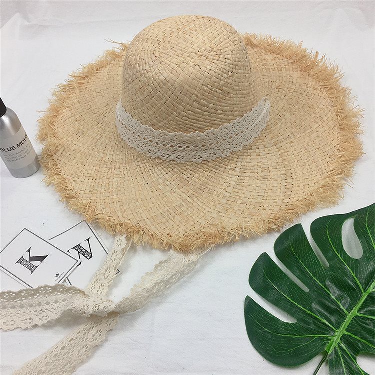 レビュー好評かわいすぎると話題 激安セール サンハット り ラフィア レース バンディング トレンド エレガント レトロ フラットトップ お出かけ 麦わら帽子 小さい新鮮な