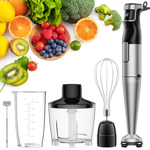 【最強モデル無段階変速】ハンドブレンダー ブレンダー 離乳食 鍋キズ防止 1100W 氷も砕ける 1台6役 ハンドミキサー 電動 泡立て器 フードプロセッサー ミキサー ジューサー 氷肉果物野