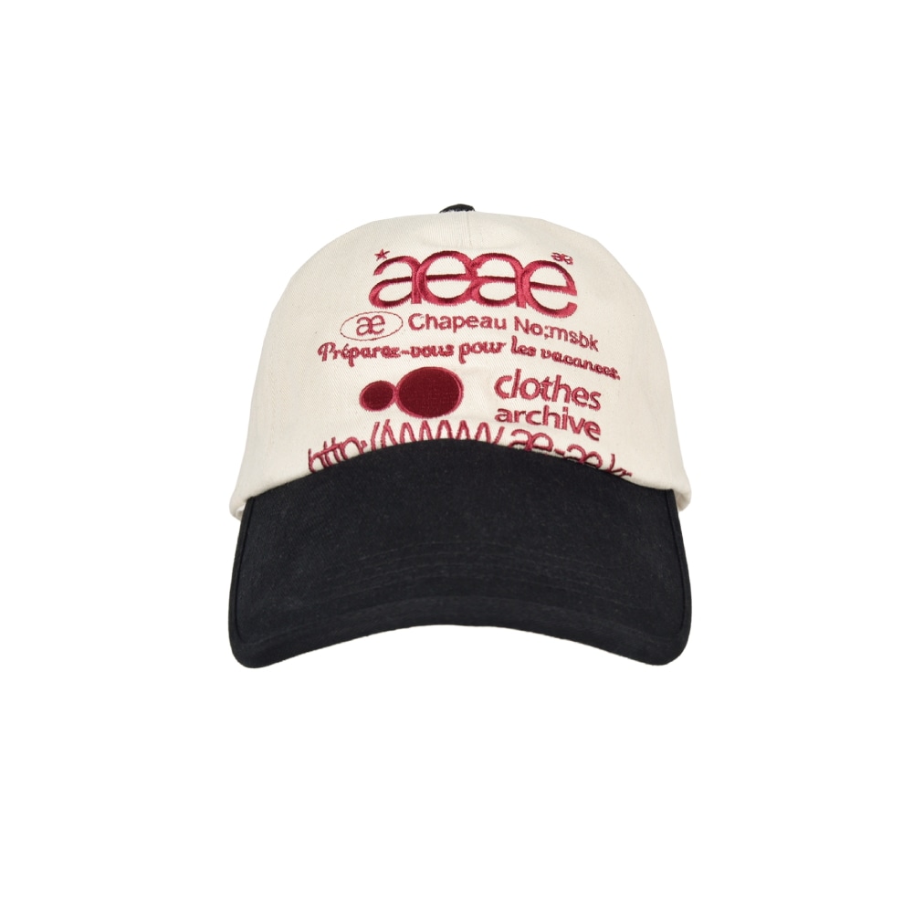 【aeae】 WEB LOGO 5 PANNEL BALL CAP : ECRU/BLACK