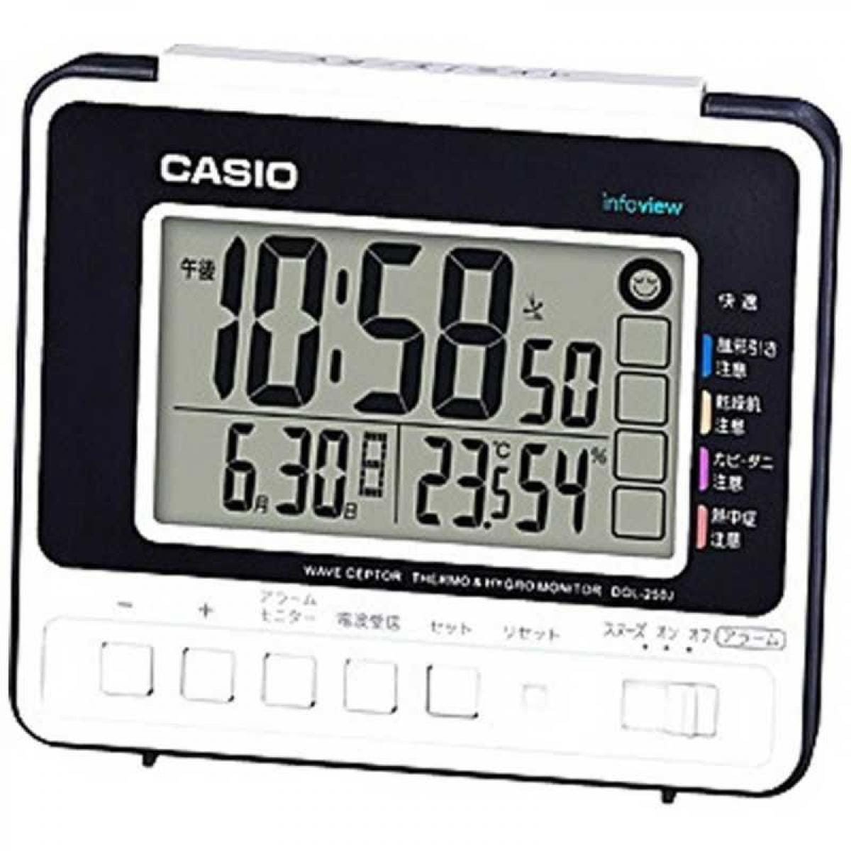 【正規品直輸入】 カシオ　電波目覚まし時計　生活環境お知らせクロック　DQL-250J-7JF 置時計