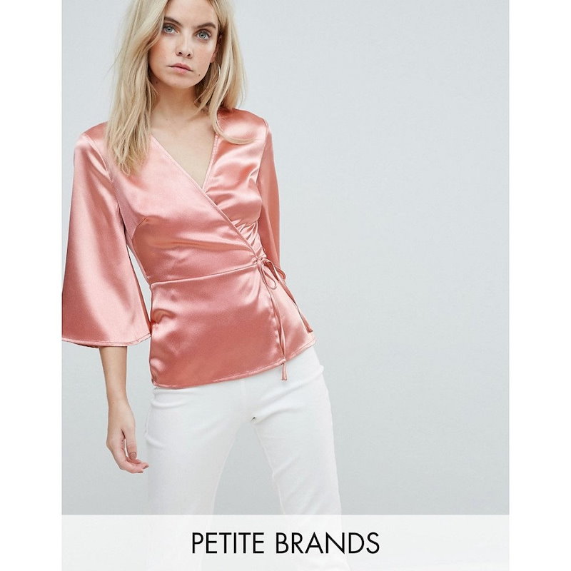 ファッションユニオン レディース トップス ブラウス・シャツ【Fashion Union Petite Wrap Blouse In Satin】Peach ファッションユニオン レディース トップス ブラウス・シャツ【Fashion Union Petite Wrap Blouse In Satin】Peach
