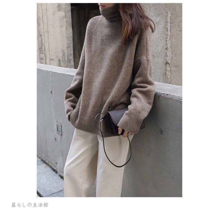 ニットセーター ニット セーター レディース 秋冬 40代 長袖 プルオーバー 無地 ハイネック ロングニット プルオーバー 厚手 おしゃれ 冬 防寒