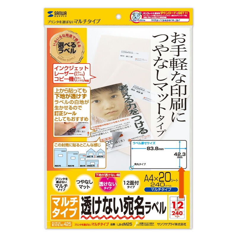 （まとめ買い）下地が透けないマルチラベル 12面 LB-EM25 [x3] 5,742円
