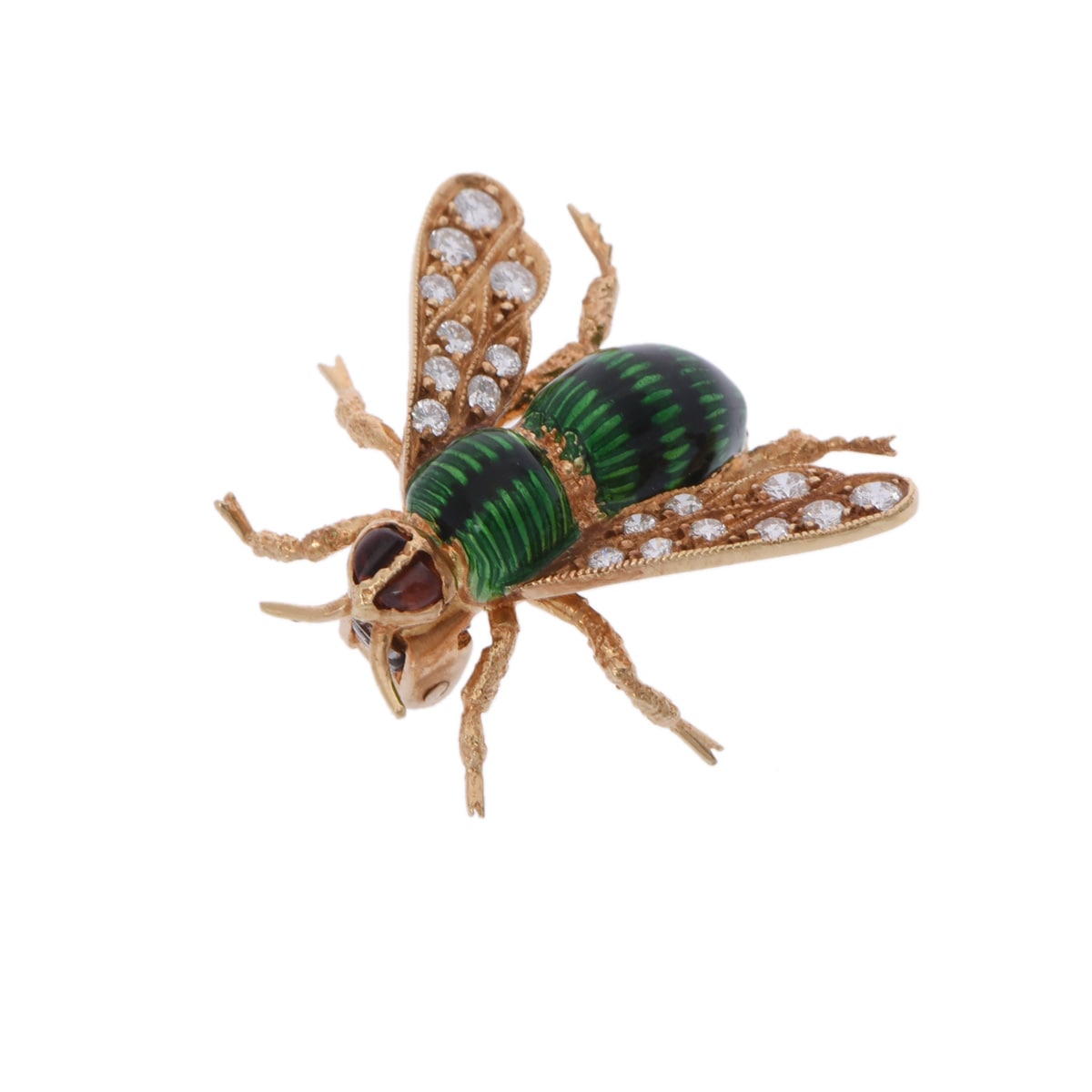 蠅モチーフ ユニセックス K18イエローゴールド エナメル ブローチ Aランク 中古 銀蔵