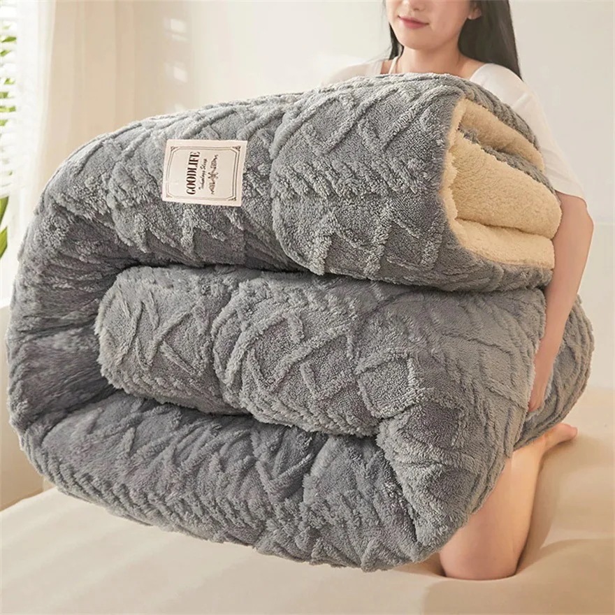 ダブル グレー ボア 長方形 シングル 冬用 掛け布団 こたつ布団 もふもふ あったか 寝具 ボリューム感がたっぷり 裏起毛 発熱毛布 マイクロファイバー フランネル 厚手 増量タイプ 抗菌防臭布団掛