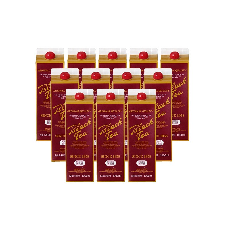 GSフード ブラックティー 1L 12袋セット 加糖 5倍希釈 濃厚紅茶 アイスティー 希釈用 紅茶 飲料 業務用
