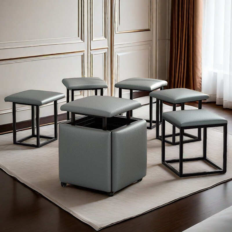 5in1 キューブソファスツール 積み重ね可能 省スペース 多機能 リビング 寝室 収納 折りたたみ コンパクト プーフ ワンルーム 家具 おしゃれ 収納 インテリア