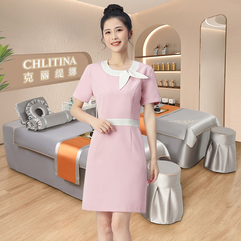 美容室作業服女性保健センター美容室作業服フロント作業服半袖春夏 W5023
