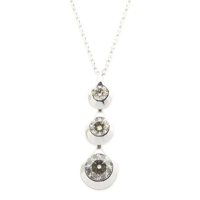 Kashikey カシケイ アンフォゲッタブルドッツ ネックレス 3Pダイヤモンド ブラウンダイヤモンド0.50ct K18WG レディース/294905【中古】