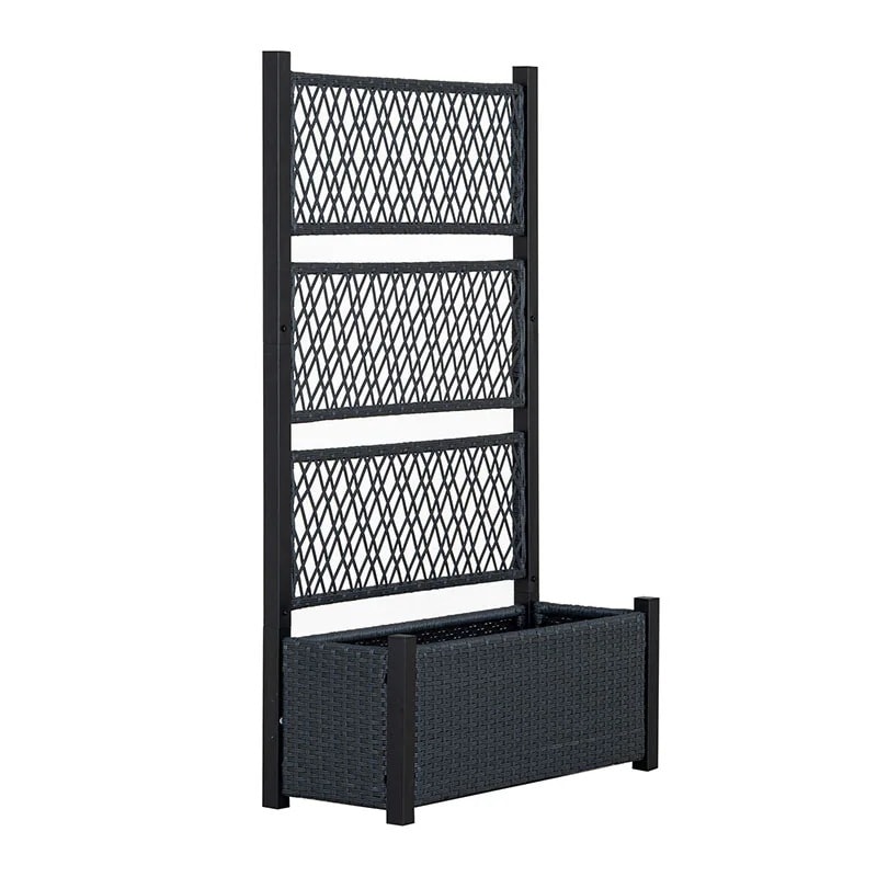 フェンス プランターボックス付き 目隠し 間仕切り プランター プランターボックス ラタン調 幅90cm 高さ149cm 屋外 エクステリア 庭