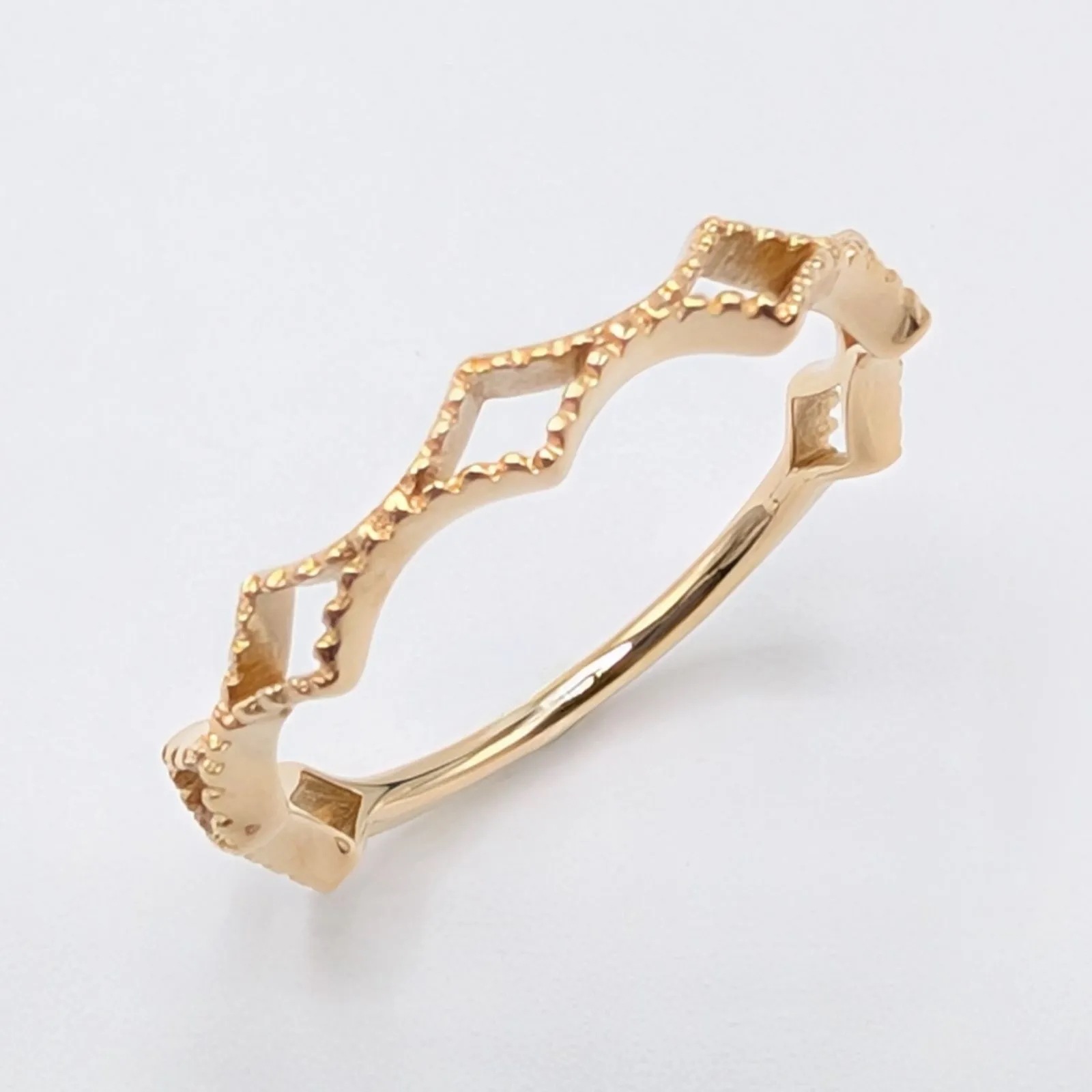 【新品仕上済】ピンキーリング プレーン ファランジ K10YG-0.6g 3号/43 ミル打ち イエローゴールド