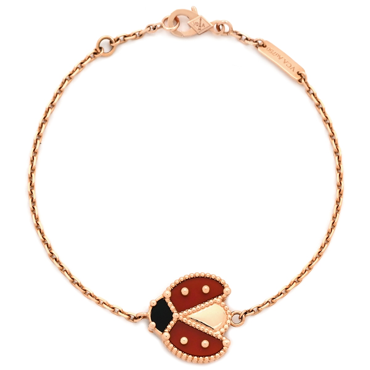 ヴァンクリーフアーペル ブレスレット ラッキースプリング オープンウィング レディバグ ローズゴールド オニキス カーネリアン VCARP7R100 【保証書】【中古】