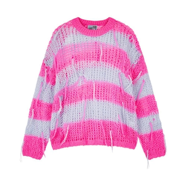 【YOUTHBATH】 Stripepartialdamageknit_pink Qoo10 YOUTHBATH Stripe partial ストライプ