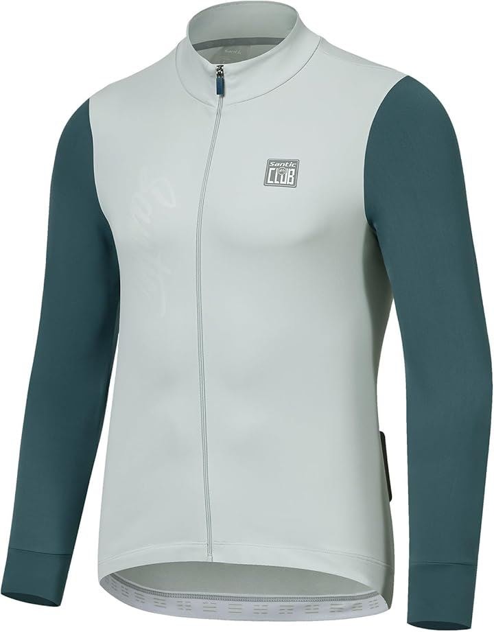 サイクルジャージ 長袖 秋 冬 裏起毛 防風 防寒 サイクルジャケット サイクリングウェア メンズ 14～22度対応(ライトグレー, M)