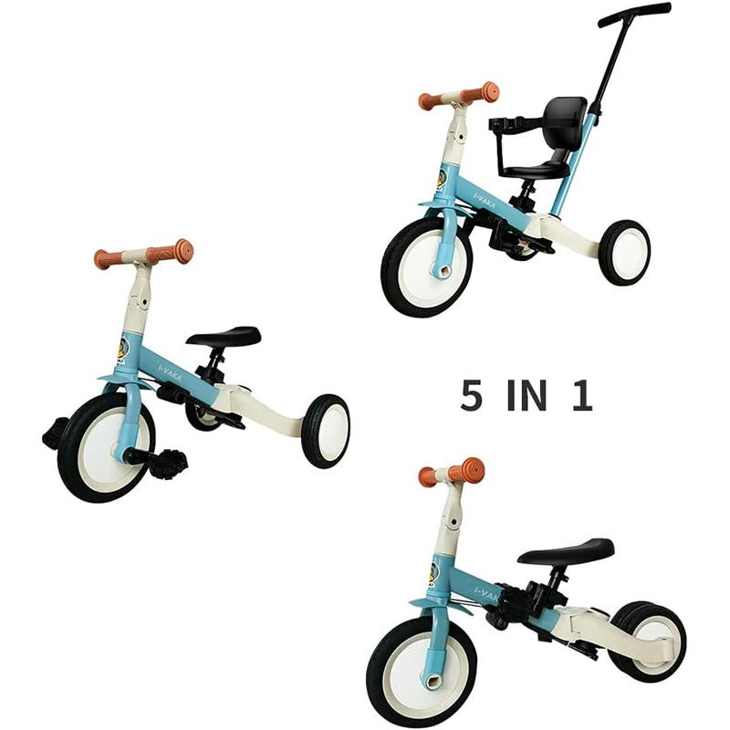 1年保証 5in1 三輪車 子供用 折りたたみ バランス バイク サドルシート ハンドル 調整可能 手押し棒付き シートベルト付き 8,430円