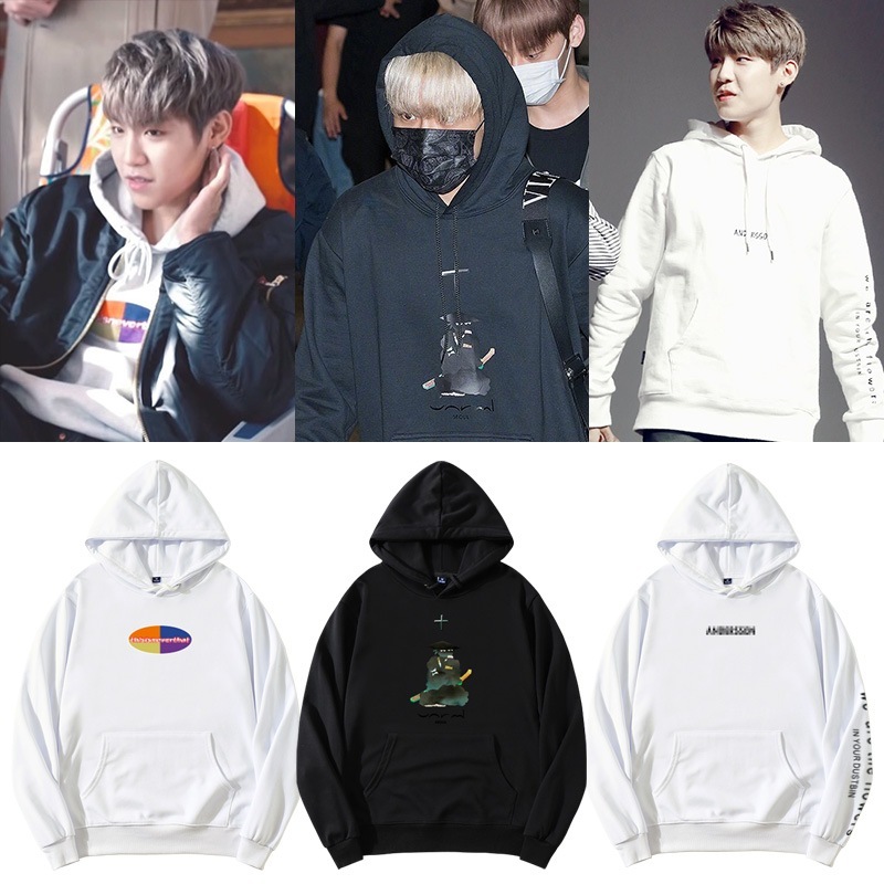 Wannaone Ab6ix パクウジン スウェットシャツ プルオーバーパーカー 純綿プリント 秋冬 男女兼用