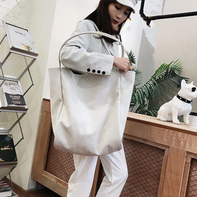 上品 マザーズ コーデュロイ トート エコバッグ 軽量 A4 大容量 シンプル お買い物 通学 通勤 旅行 バッグ カジュアル お出かけ