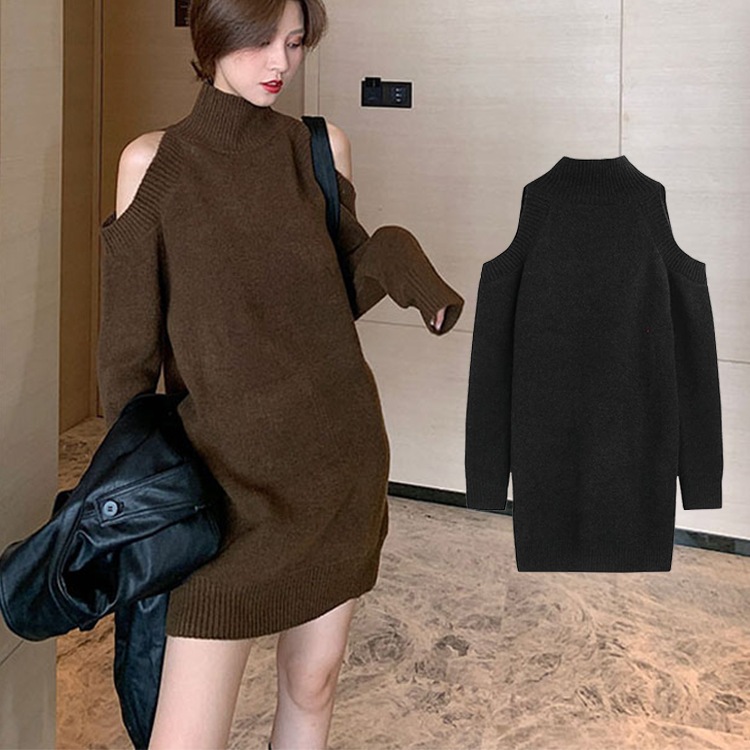 韓国ファッション 長袖 市場 肩が出るデザイン感 とっておきし新春福袋 メリヤスのシャツ