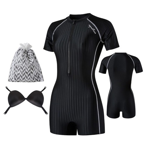 レディース水着 半身2分丈水着 3点セット AQA27515