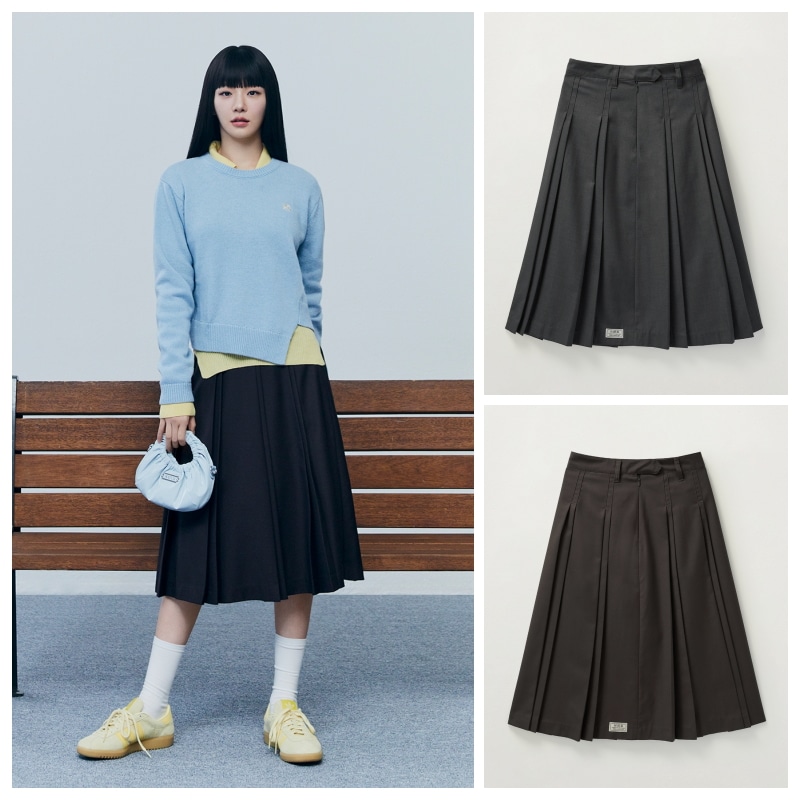 【SATUR】 (W) WOOL PLEATS SKIRT : 2COLORS