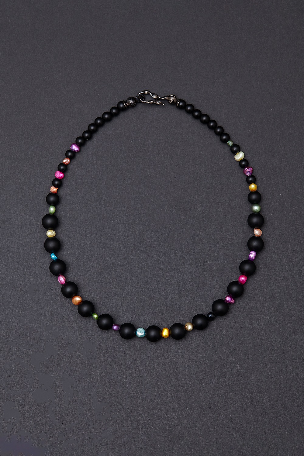 [HAZINA] Rainbow Matte Onyx Necklace (10mm)